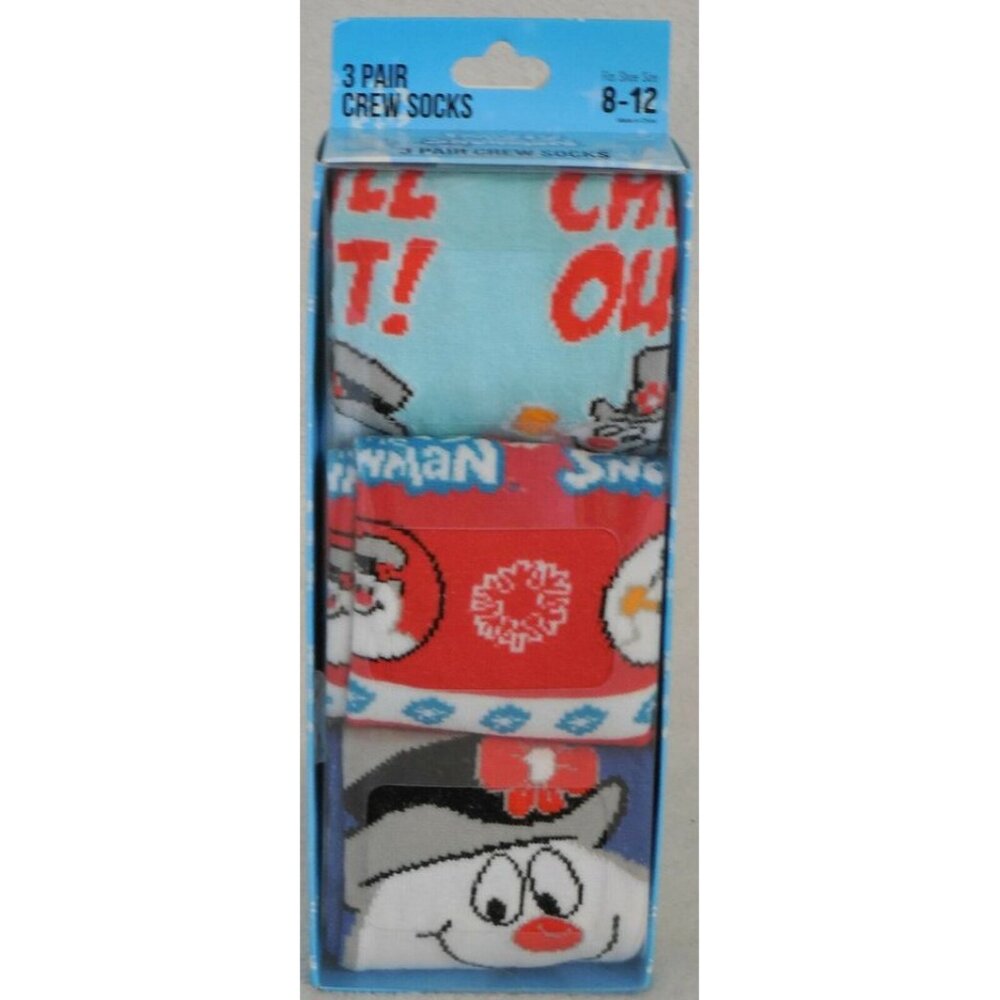 Frosty the Snowman Crew Socks 3 Pair Pack Men's Shoe Size 8 to 12